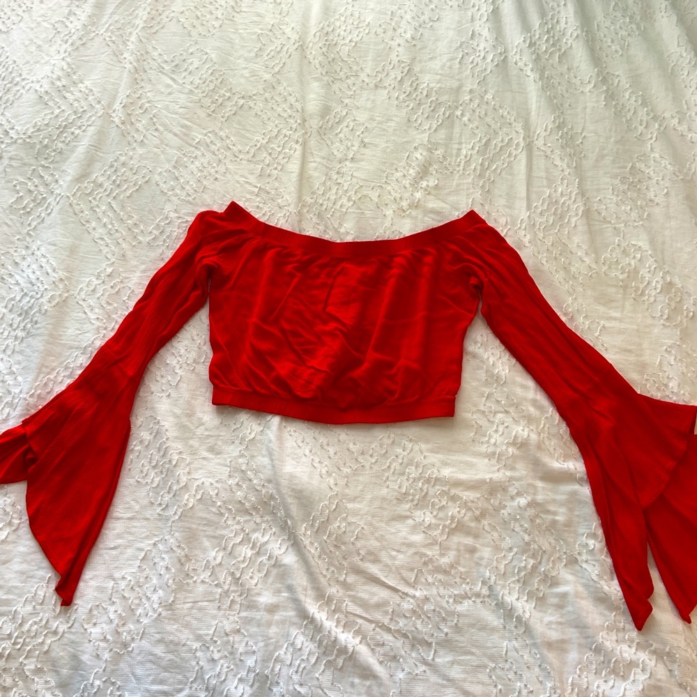 Flowing sleeve crop top